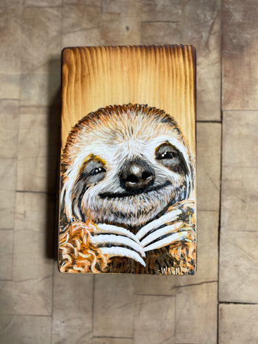 Wood block baby sloth OG